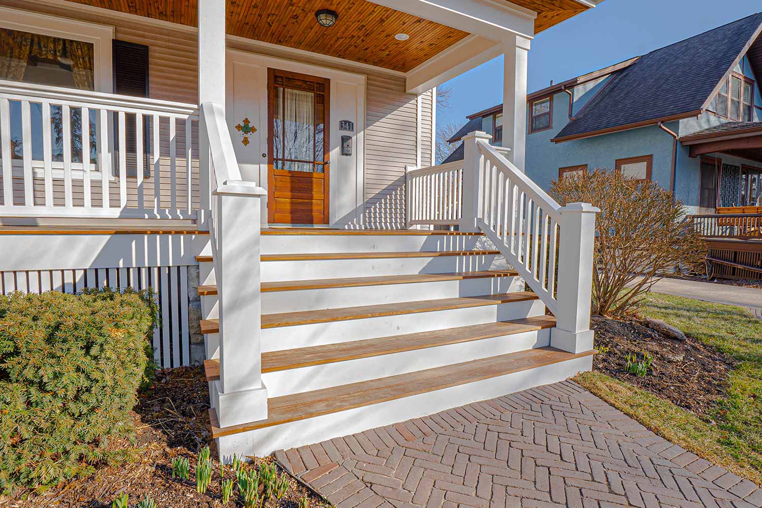 Front porch remodel with new stairs.